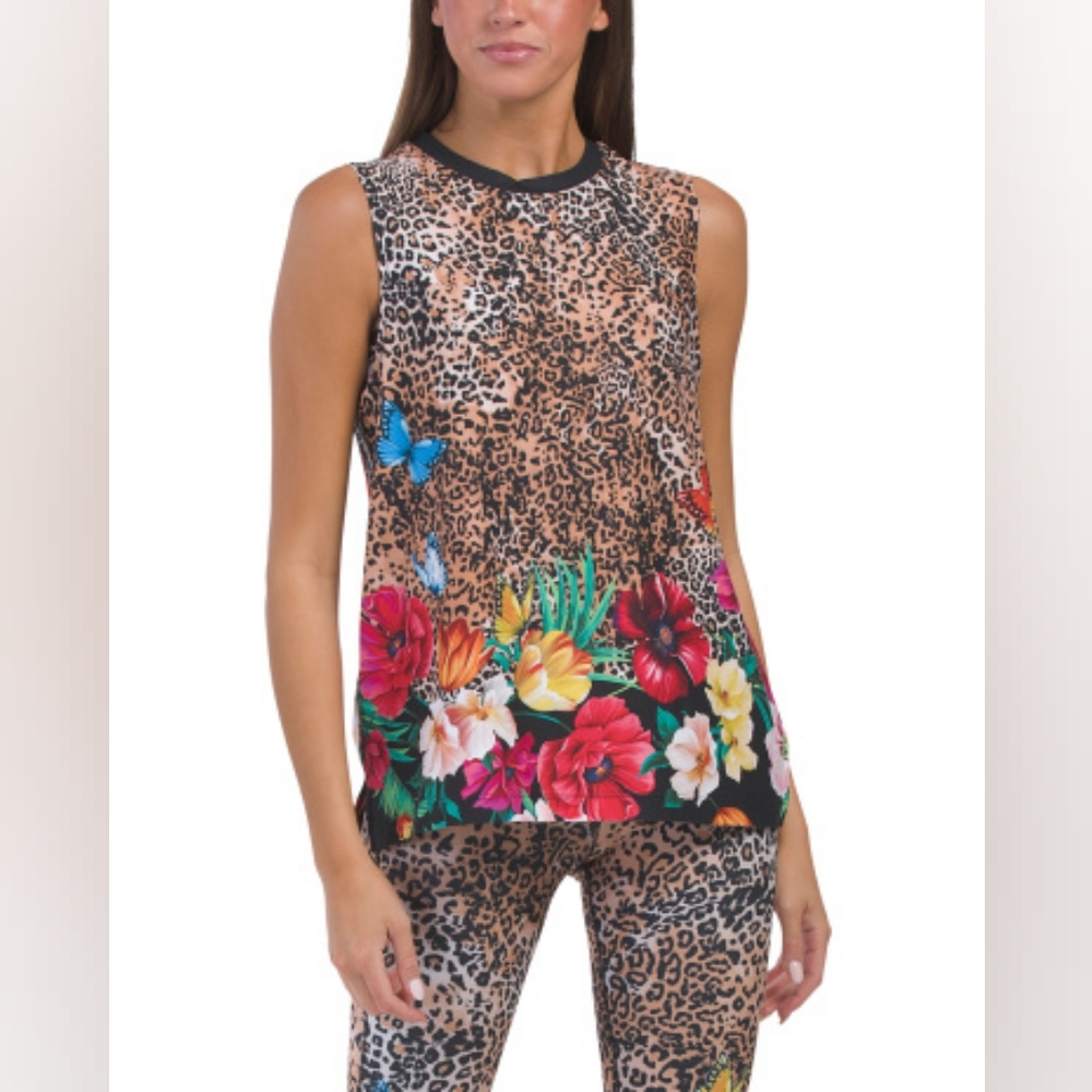 JOHNNY WAS | Sandra Muscle Tank Tunic Leopard Floral